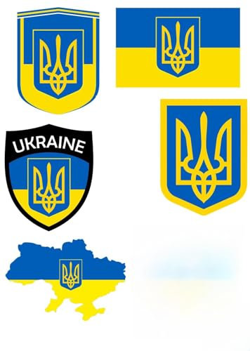 Daged Ukraine Aufkleber Karte 8 Stück - PKW Auto Sticker Motorrad Biker Flagge Fahne Vinyl AKN