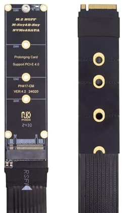 xiwai NGFF M-Key NVME SSD Extender Card avec PCI-E 4.0 Flexible PCI Express Extension Cable 30cm Riser Adapter for Mainboard SSD 2230/2242/2260/2280