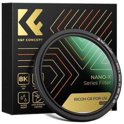 K&F Concept Filtro Protettivo UV per Ricoh GR IIIx GR IIIx HDF GR3X HDF GR III GR III HDF GR3 HDF e GR II GR2, Filtro UV Ultra Sottile Rivestito a 28 Strati con Custodia per Filtro