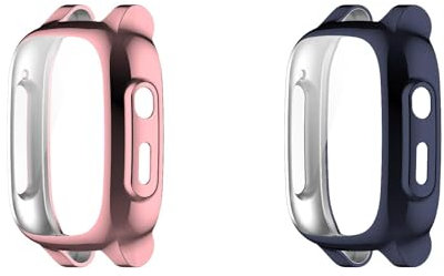 2 Stück Hülle mit Displayschutz Kompatibel mit Xplora X5 Play Kinderuhr, Flexibel Ultradünne TPU Kratzfest Rundum Weiche Schutzhülle Cover Case für Xplora X5 Play Smartwatch, A-Rosa/Blau
