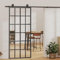 IKAYAA Puerta Corredera de Cristal con Set Herrajes Accesorio Herramienta Puertas Interior Cristal para Sala de Estar Salón Habitación 90 x 205 cm (183 cm Sliding Rail)