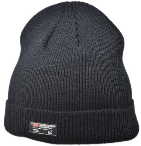 Melegari Strickmütze, Beanie, Arbola | Thinsulate Stretch Extensible | Thermo-Mütze | Unisex, Schwarz , 54/60 cm