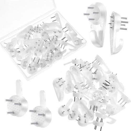 60 PCS Invisible Nail Screws Wall Hooks,Picture Hanging Kit No Trace Picture Hook Traceless Photo Hook Multi Function Heavy Duty Picture Painting Frame Hanger for Concrete Wall, Hardwall, Cement Wall