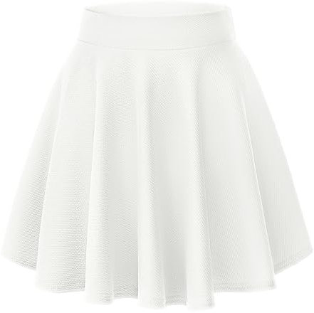 Damen Casual A Linie Hoch Taille Mini Rock Elegante Pull On Elastische Skater Kurz Röcke(XS, Weiß)