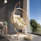 Generic Hanging Egg Chair, Rattan Outdoor Indoor Swing Chair with Cushion, Foldable, 160 Kg Weight Capacity, Beige, Cream
