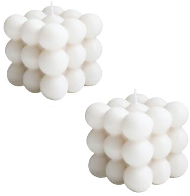 Weenwill Vela de Burbuja,2 Pcs Bubble Velas de Cera de Soja Blanco Hechas a Mano Velas Aromaterapia Natural y Aromática para Decoración del Hogar,Dormitorio,Baño,Decoración Estética Abstracta