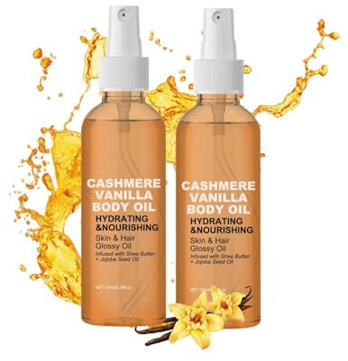 Vanille-Kaschmir-Körperöl, Sheabutter mit Jojobaöl für trockene Haut und Haare, Vanille-Lotion-Nebelspray für die Haut, feuchtigkeitsspendendes Vanille-Körperöl für alle Hauttypen (2pc, 100ml)