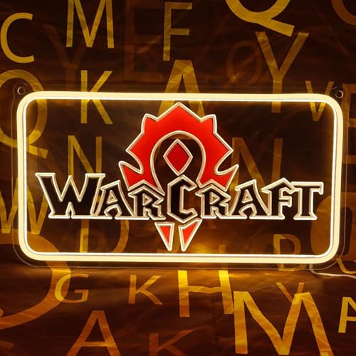 WARCRAFT UV Print Neon Sign for Man Cave Bedroom Room Lights Neon Light Up Signs Decorations Birthday Party