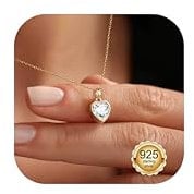 LOLIAS 14K Kette Gold für Damen 925 Sterling Silber Herz Halsketten mit Zirkonia Herz Anhänger Schmuck Geschenk für Damen Mädchen