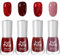 Red Nail Polish Set - 4Pcs Burgundy Purple Glitter Nail Varnish Kit - Glossy Water Based Natural Nail Polish - Quick Dry & Long Lasting Shimmer No UV Required DIY at Home Women Girls 8ML Nail Art