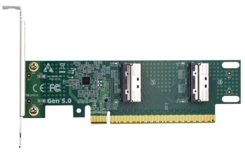 xiwai 16x PCIE5.0 PCI-Express auf Dual MCIO 8i SFF-TA-1016 VROC Mini Cool Edge IO Virtual RAID Adapter für Mainboard SSD Grafikkarte