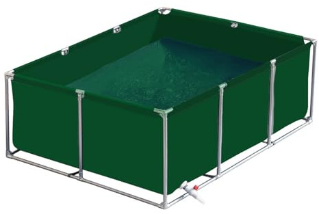 uofgcru Réservoir d'eau d'aquaculture en Toile épaisse avec Support, Piscine Réservoir de Stockage, Étang À Poissons en Toile Hors Sol, Bassin d'eau d'aquaculture,Green 1×1×0.9m(3.3×3.3×2.9ft)