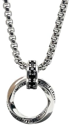 Auriselle Herren Wikinger Eternity Infinity Mobius Halskette Anhänger Kette, Oberfläche Silber Plattiert Gravierte Schrift Verstellbare Länge Vintage Schmuck Accessoires Geschenk Männer Jungen, 60cm