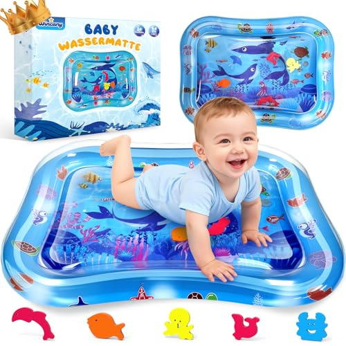 Wincany Wassermatte Baby, Baby Spielzeug 3-12 Monate, Spielmatte Baby, Wasserspielmatte BPA Frei Groß (63 * 50cm)
