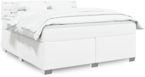 Tonture Boxspringbett 180x200 cm, weißes Kunstleder, mit Taschenfederkernmatratze, Matratzenauflage und Kopfteil, für erholsamen Schlaf