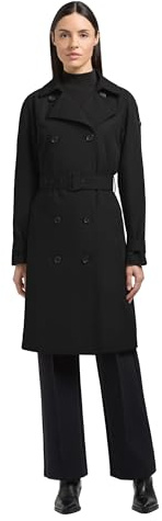 khujo Damen lange Übergangsjacke Mantel klassischer Trenchcoat mit Taillengürtel und Gehschlitz hintenRula2 XS-XXL