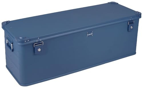 Alubox Alukiste Abschließbar E159-BLUE - Premium Aluminium Werkzeugtruhe 159 Liter - Deckel mit Aluminium Druckguss Stapelecken und Gummidichtung - Inklusive Schlösser - Pulverbeschichtet Blau