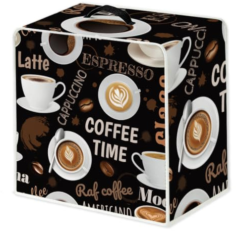 WEBEEDY Dustproof Coffee Maker Cover with Top Handle, Washable Kitchen Appliance Cover Polyester Durable Dust Cover for Most of Coffee Machine Kitchen Countertop Office Home Decor, 34.5x26x35.5cm