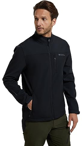 Mountain Warehouse Grasmere Mens Softshell Jacket | Lightweight & Breathable Water Resistant Rain Coat, Windproof with Bonded Fleece Lining for Warmth, For Light Rain, Walking