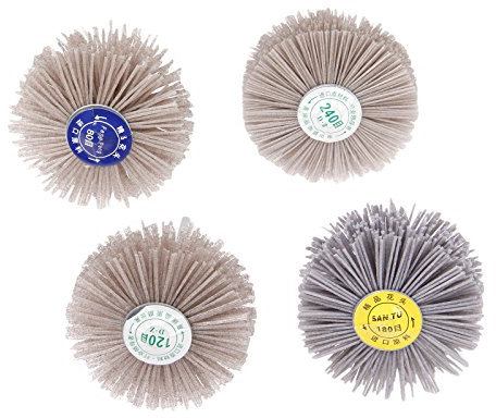 Mtsooning 4Pcs 4Sizes 80Grit 120Grit 180Grit 240Grit Nylon Wheel Brush Abrasive Grinding Head with 6mm Shank Kit Kit,Sanding Mop Abrasive Wheel for Polishing Removal Coating Removal Paint Stripping