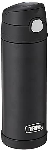 THERMOS Funtainer Bouteille isotherme en acier inoxydable avec large bec verseur Noir 473 ml
