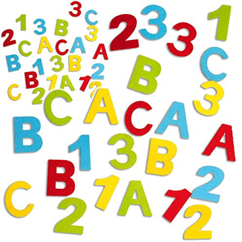 alles-meine.de GmbH 120 TLG. Set Filzbuchstaben & Zahlen - Streumotive & Deko - Filz - 35 mm hoch - ABC + Zahlen - Alphabet/Konfetti Streukonfetti - Schulanfang Schultüte..