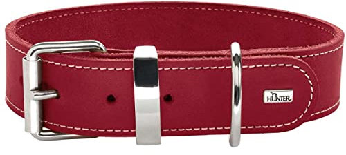 HUNTER AALBORG SPECIAL Hundehalsband, Leder, strapazierfähig, komfortabel, 55 (M), rot