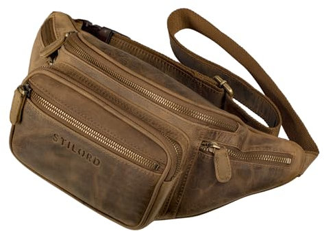 STILORD große Leder-Bauchtasche braun - Vintage Gürteltasche für Herren, Damen & Kinder - Retro Hüfttasche für Jogging, Festival, Urlaub 'Caspar'