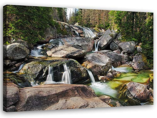 Leinwandbild XXL Bach Wandbild Kunst Natur Braun 120x80 cm