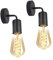 LEDGM 2 Pack Applique Murale Edison Rétro Lampe Murale Vintage Industrielle en Métal Éclairage Industriel Mural Intérieur pour Salon Couloir Chambre Bar Restaurant Café, Douille d'Ampoule E27, Noir