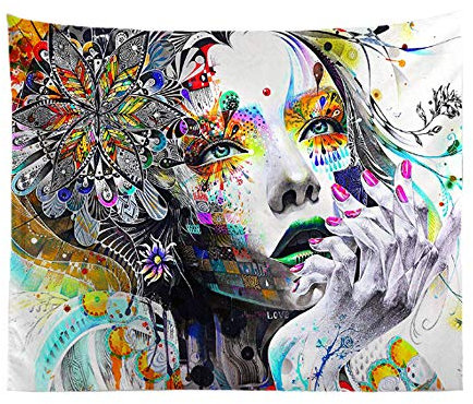 TOKYMOON Wandteppich Abstrakte Kunst Wandteppich Psychedelic aus Polyester Hausdekor Morden Deko Tuch Wandtuch Wandbehang Tapisserie Wandkunst Hängende Decke Dekoration Weiß 2 200 x 150cm