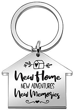 Llavero para nuevo hogar, nuevo hogar, nuevas aventuras, nuevos recuerdos, regalos de inauguración de la casa para familiares y amigos, plata, L, moderno, plata, large, Moderno