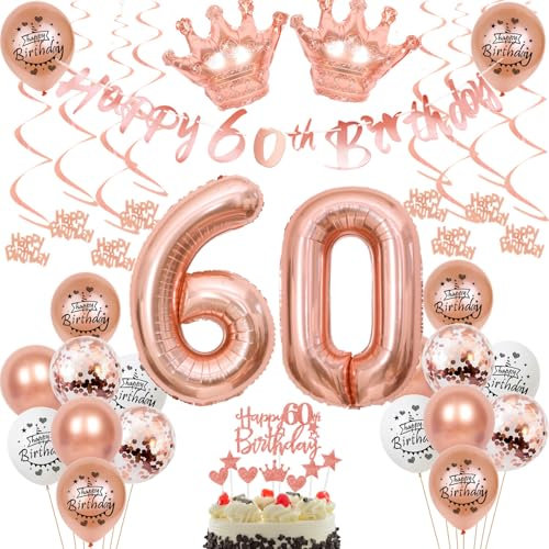 60 Jahr Geburtstag Frauen Deko 60. Geburtstag Frauen Rosegold Tortendeko 60 Luftballon 60 Jahr Frauen 60 Geburtstagsdeko Rosegold 60 Dekoration