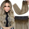 Fshine Secret Extensions Echthaar 40cm 80g Draht Extensions Echthaar mit Clips Dunkelbraun bis Aschbraun und Mittelblond Farbe 3 8 22