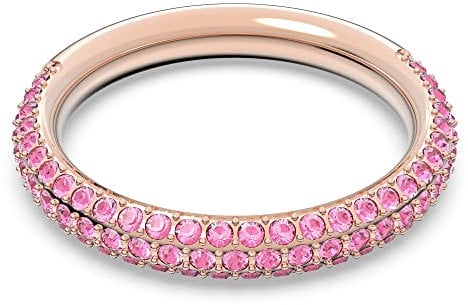 Swarovski Stone Ring, Rosé Vergoldeter Damenring mit Rosafarbenen Kristallen