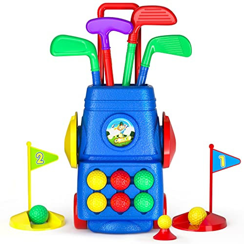 TEMI Kleinkinder-Golfspielset – Kinder-Golfkoffer-Spielset Sportspielzeug – Spielzeug für drinnen und draußen für Jungen und Mädchen 2 3 4 5 Jahre alt