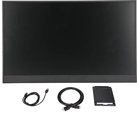 Portable Monitor, 17.3in 1600x900 HDR Gaming Display, With Dual Type C Full Feature Ports, Built in Dual Stereo Speakers with Monitor Stand, for Laptop Tablet PC Smartphone, for Business, Travel