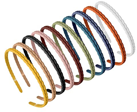 Jadeseal 10 Pièces plastique Bandeaux, Mode serre-têtes Bandeaux Cheveux Headband, Couleur Cheveux Hoop Antidérapants pour Fille et Femme