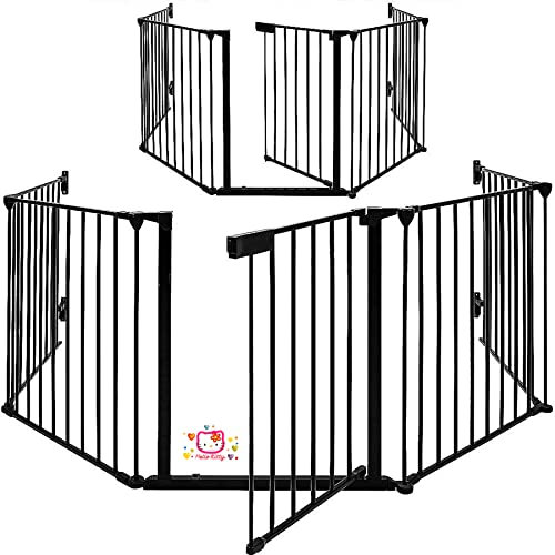 Barrière de sécurité 310 * 2.5 * 75cm Grille Protection pour Animaux Cheminée escalier,Kids Barrière de Sécurité Extensible Cheminée Grille de Protection avec5 Panneaux Longueur Totale 310 cm