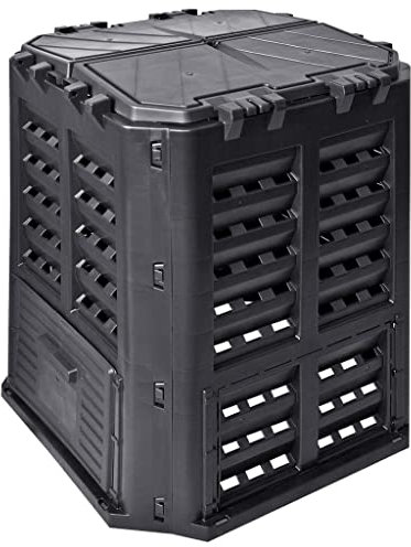 SKM Composteur de Jardin Noir 68,9x68,9x83,9 cm 360 L