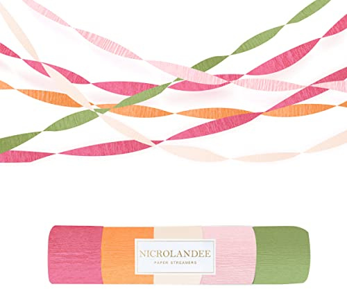 NICROLANDEE 5 Rolls Pastel Crepe Paper Streamers Backdrop Decorations