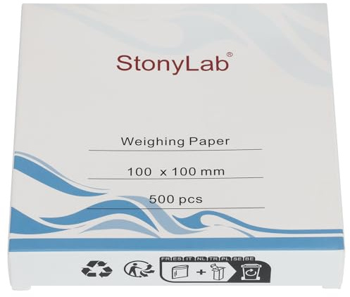 stonylab Weighing Paper, 100 x 100 mm Nitrogen-Free Sample Weighing Papers Scale Paper Analytical Balance Weigh Paper for Laboratory Research, Pack of 500