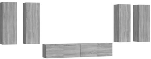 vidaXL Ensemble de Meubles TV 6 pcs Centres de Divertissement Armoires Multimédia Meubles de Salle de Séjour Intérieur Sonoma Gris Bois d'Ingénierie