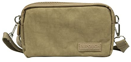 Nupouch Malibu Crossbody Mini-Tasche, gewaschen, Nylon, verstellbarer Riemen, Hellbraun