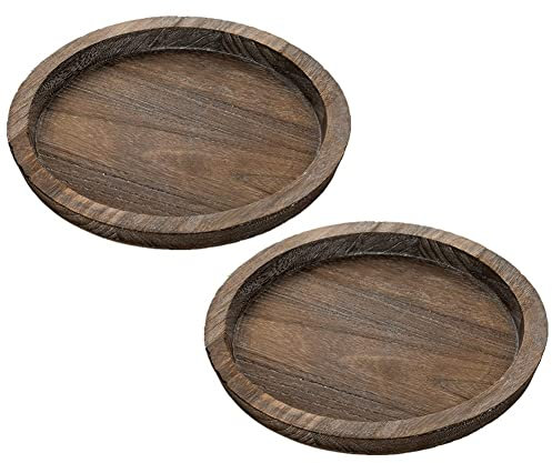 JUJIAN 2 piezas Bandeja de luz - Bandeja decorativa pequeña bandeja de luz de pilar de madera para mesa de comedor de granja