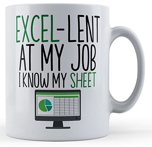 Father Fox - Excel-Lent at My Job, Know My Sheet - Funny Work Colleague Spreadsheet Gift Mug, Ceramic, 11fl.oz.