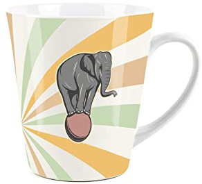 Purely Home Vintage Circus Elephant - Ceramic White Small Latte Mug Tea/Coffee Present Gift