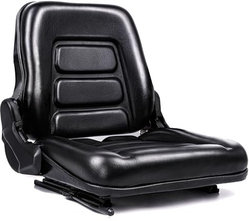SEATIN Universal Gabelstapler Sitz, Traktorsitz, mit Mikroschalter, für Traktor, Rasenmäher, Skid Loader, Teleskoplader, Bagger, Bagger Planierraupe - Schwarz
