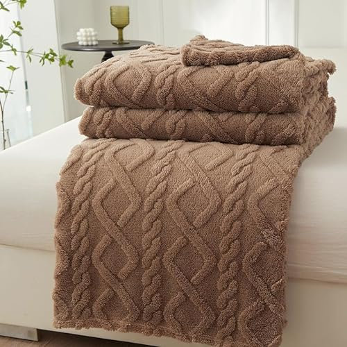 WONGS BEDDING Kuscheldecke 150x200 Wohndecke Lammdecke Flauschige Weiche Sofadecke Fleecedecke Couchdecke Warme kuscheldecke für Bett Sofa, Braun