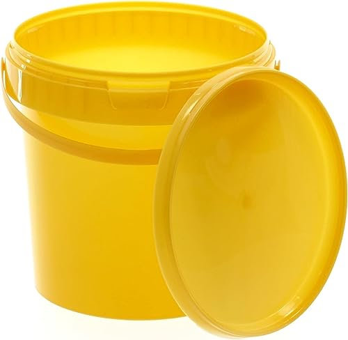 BenBow Cubo con Tapa 1l Amarillo 100x 1 litros - Apto para Alimentos, Resistente, hermético, a Prueba de Fugas, sin olores - contenedor de plástico para Almacenamiento, con asa - vacío
